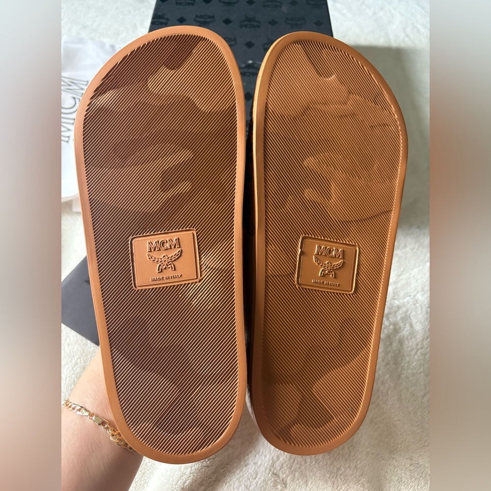 MCM Women's Tan Slide Sandals - Picture 2 of 14